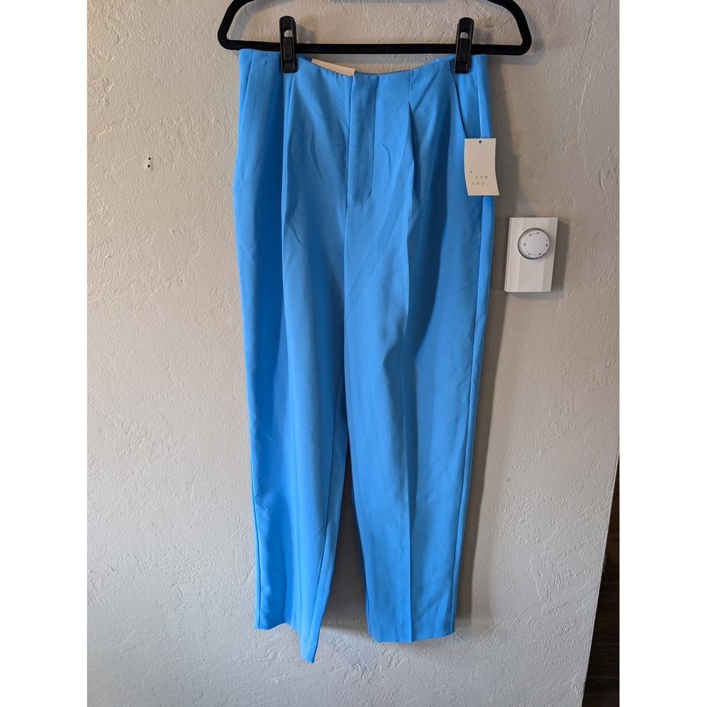 A New Day Pants Women 6R Blue High Rise Tapered Pleated Trouser NWT
